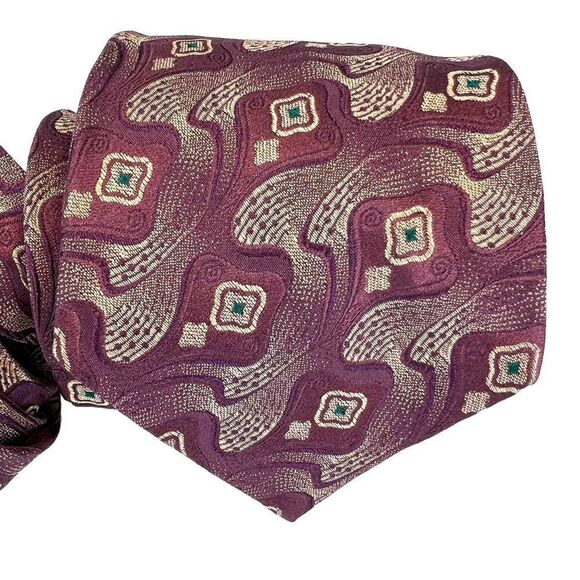 Polo Ralph Lauren For  Neiman Marcus Men's Silk Neck Tie Purple Abstract USA - Picture 2 of 8
